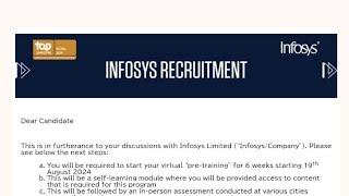 Infosys sent pre training program mail for se role candidates