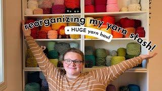 Reorganizing my yarn stash after a HUGE free yarn haul | Aesthetic yarn stash | How I wind yarn