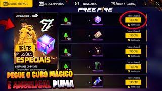 CORREE!! RESGATE O CUBO MÁGICO GRÁTIS? NOVO PUNHO, EMOTE BANDEIRÃO, ANGELICALDA PUMA - FREE FIRE