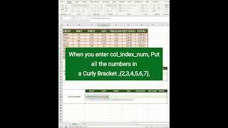 VLOOKUP FORMULA | VLOOKUP WITH ARRAY COL_INDEX_NUM | MS EXCEL FORMULAS |DocsEazy Tutorials| #shorts