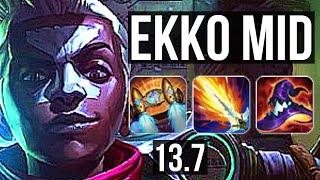 EKKO vs AHRI (MID) | 2.7M mastery, 7 solo kills, 600+ games, Dominating | KR Diamond | 13.7