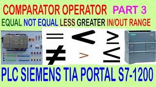 Less than and Greater than | Comparator operator in PLC | PLC Siemens TIA Portal