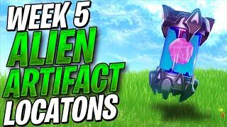 All Week 5 ALIEN ARTIFACTS In Fortnite (All 5 Alien Artifact Locations)