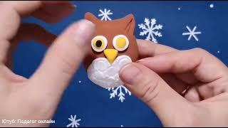 СОВА из пластилина  Видео лепка  Мастер класс для детей  Owl  How to make  Clay  Plasticine