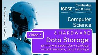 IGCSE Computer Science 2023-25 ​​- Topic 3: HARDWARE (6) - DATA STORAGE, Primary, Secondary, Cloud