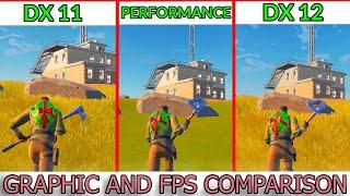 DirectX 11 vs DirectX12 vs Performance Mode in fortnite (Fps and Graphic comparison)