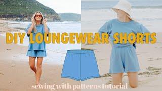 DIY Loungewear shorts. Easy beginner friendly sewing pattern sewalong.