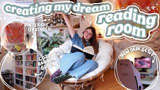 room makeover: creating my dream reading nook, redecorating my bedroom, desk setup & bookshelves 