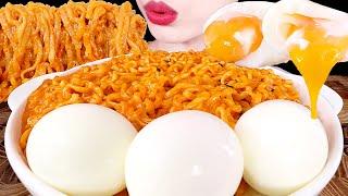 ASMR MUKBANG｜CHEESY FIRE NOODLES, SOFT BOILED EGG 우유로 끓인 꾸덕한 불닭볶음면, 반숙계란 EATING SOUNDS 먹방