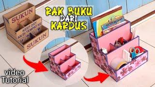 RAK BUKU DARI KARDUS | desk organiser with cardboard