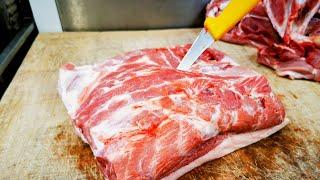 How to prepare pork shoulder, Boston butt. Breaking down pork shoulder for the Butchers counter