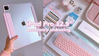 m2 iPad pro 12.9" accessories unboxing 🩷 apple pencil skin, case & more