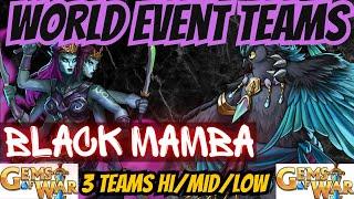 Gems of War World Event Teams 2023 | 3 Teams Hi/MID/LOW for the dread trail world Event guide