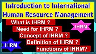 Introduction to IHRM or International Human Resource Management | M.Com | MBA | BBA | KUK