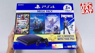 Unboxing PS4 Slim Megapack 2 English, Playstation 4 Slim 1TB CUH-2218B Jet Black HDR