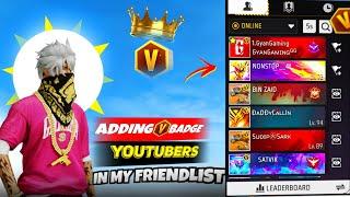 ADD V BADGE YOUTUBER IN MY FRIENDLIST  HARD CHALLENGE - GARENA FREE FIRE