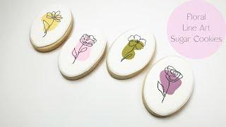 How To Decorate Floral Line Art Wet-On-Wet Flower Sugar Cookies!