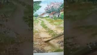 Técnica Aquarela Pontilhada com o pincel. "Colônia de Minas G. Brasil."