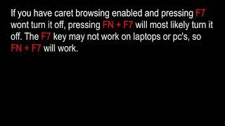 How To Turn Off Caret Browsing Without F7 Key