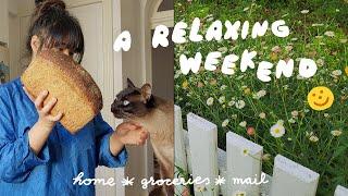 a relaxing weekend  home, groceries, po box