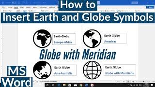 How to Insert Earth and Globe Symbols in MS Word | How to Type Globe with Meridian Symbol in MS Word