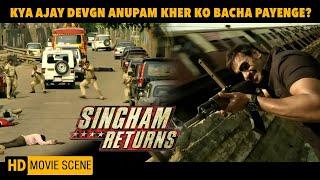 Ajay Devgn Rescues Anupam Kher | Singham Returns | Ajay Devgan, Anupam Kher | Movie Scene