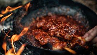 Mouthwatering Street Food - Korean Chicken Skewers