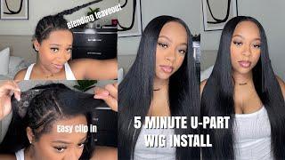 5 MINUTE U-PART WIG INSTALL WITH CLIPS | How to blend leave out seamless | Unice Hair