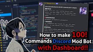 How to make Discord 100 Commands! Bot with DASHBOARD! | No Coding | Fun, Mod, Image etc.