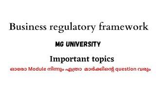 Business Regulatory Framework Mg university bcom important questions/topics
