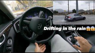 INFINITI Q50 DRIFTS IN THE RAIN! *POV* (LOUD)