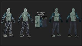 Game ready LOW POLY character full process ||3d modeling || Texturing || Rigging ||