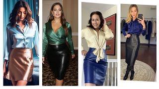 Pencil skirts with satin blouse ideas for women's and girl's for special ideas#k23