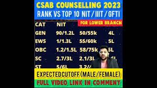 CSAB COUNSELLING 2023 | RANK VS TOP 10 NIT/IIIT/GFTI | EXPECTED CUTOFF FOR LOWER BRANCH #shorts