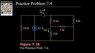 Practice Problem 7.4 Fundamental of Electric Circuits (Sadiku) 5th Ed - RL Circuit Analysis
