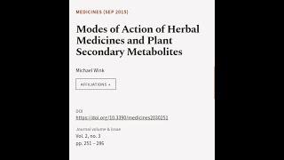 Modes of Action of Herbal Medicines and Plant  Secondary Metabolites | RTCL.TV