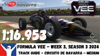 iRacing Formula Vee Circuito De Navarra Speed Cicrcuit Medium - Track Guide 1:16.953 Week 3 S3 2024