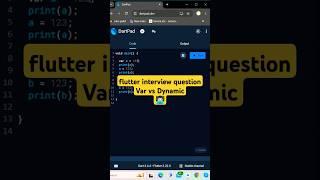 difference between Var  Dynamic. Flutter interview question #shorts #flutter #coding