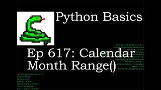 Python Basics Tutorial Calendar Month Range Function