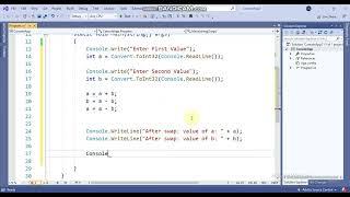 Swap two numbers without using third variable in C#