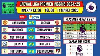 Jadwal Liga Inggris Pekan Ke 28~MAN UNITED VS ARSENAL~Klasemen Premier League 2024/25~Live Sctv