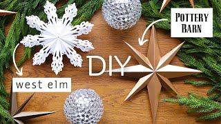 DIY CHRISTMAS ORNAMENTS | Pottery Barn & West Elm Dupes