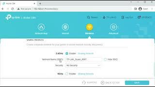 Web Admin interface of the TP-Link AC1200 Archer C64 Wi-Fi Router.