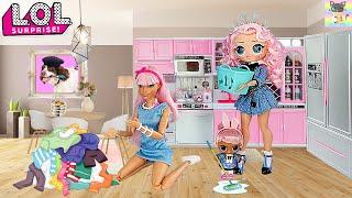 OMG Crystal Star LOL Family Morning Routine and Bathroom Bedroom House Cleaning Doll Video!