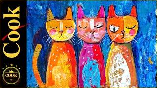 "The Cat's Meow: Creating Whimsical Abstract Cats with Vibrant Acrylics #whimsicalfolkart