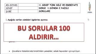 11.SINIF TÜRK DİLİ VE EDEBİYATI 1.DÖNEM 2.YAZILI