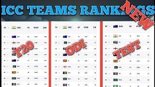 Icc new teams rankings 2024-25 | Icc t20 odi and test teams rankings | ICC rankings