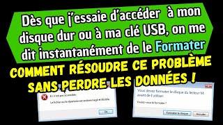 Vous devez formater ce lecteur avant de l'utiliser _ le fichier ou le repertoire est endommagé