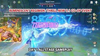 Genshin Impact Reminiscent Regimen: Thrill New 5.1 Co-op Event - Day 1 All Stage Gameplay