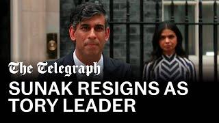 Rishi Sunak resigns as Tory leader in final speech as PM